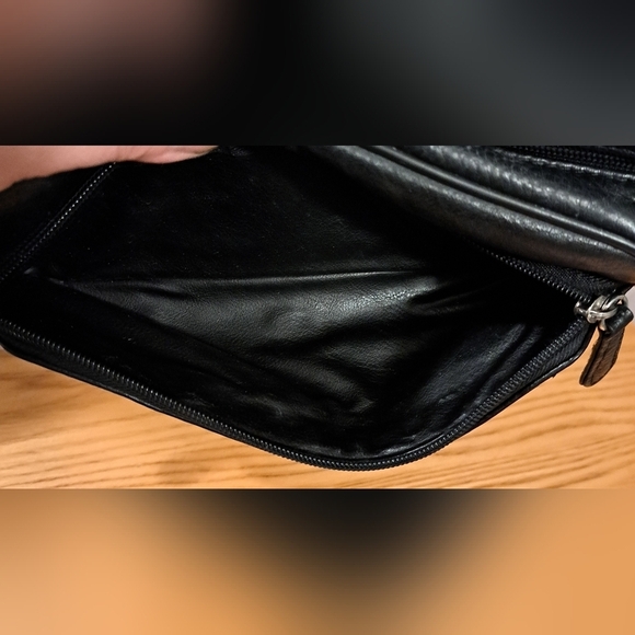 EUC Osgoode Marley Black Pebble Cashmere Leather Toiletry Shave Travel Pouch Bag - Picture 9 of 11